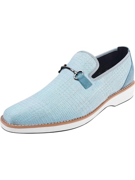 LIBERTYZENO Men\'s Blue Canvas Textile Suede Leather Loafer Tuxedo Slip On Shoes main image 4